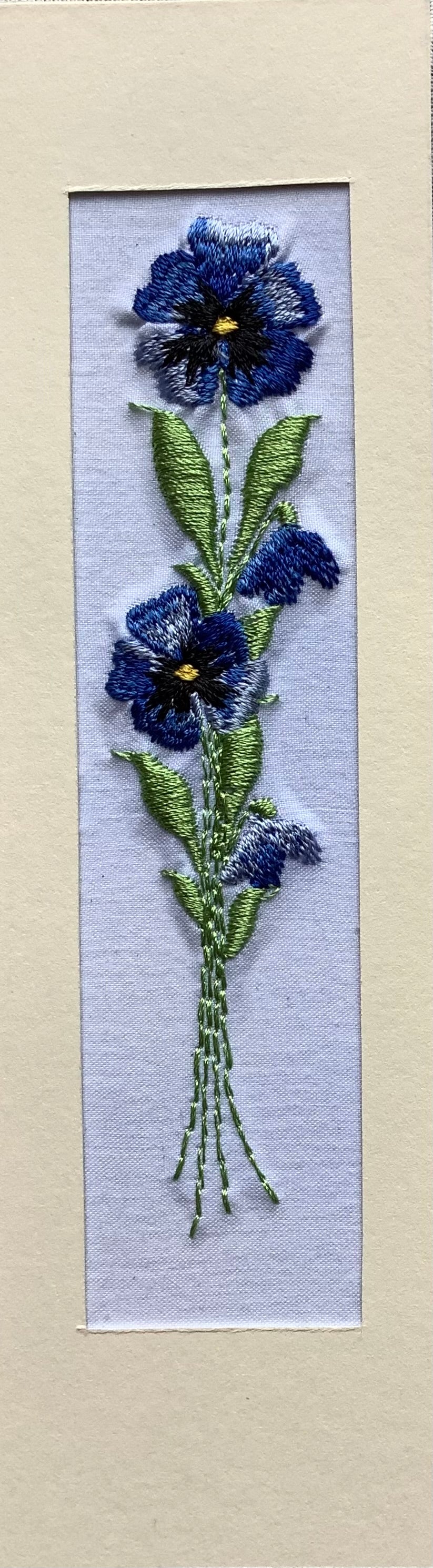 Blue or purple pansy bookmark