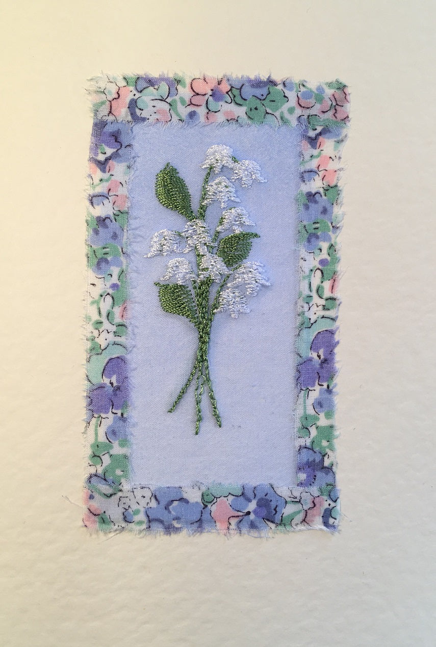 Lily of the valley embroidered card