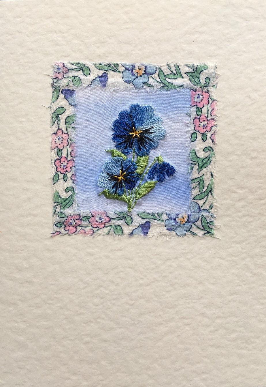 Blue pansy with Liberty print border