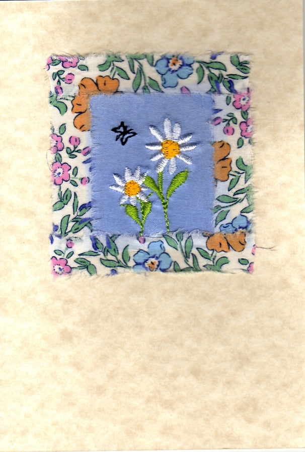 Daisy card with Liberty print border