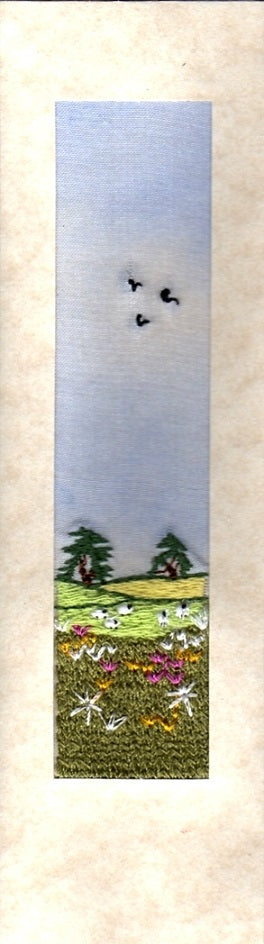 Meadow landscape embroidered bookmark