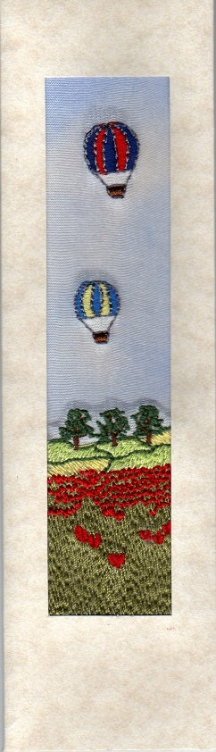 Poppy balloon embroidered bookmark
