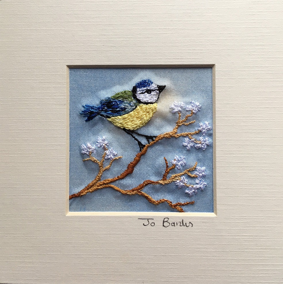 Blue tit with blossom – Jo Banks Embroidery