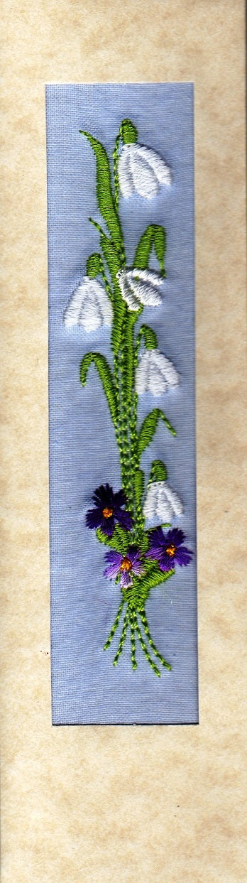 Snowdrops embroidered bookmark